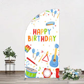 Aperturee - Aperturee Musical Instruments Kids Theme Birthday Half Moon Arch Backdrop